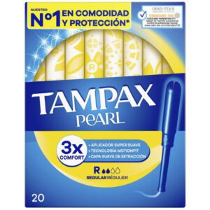 TAMPONES 100%ALGODON TAMPAX PEARL REGULAR 20 U